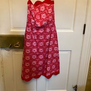 Pink Pattern Strapless Mini Dress